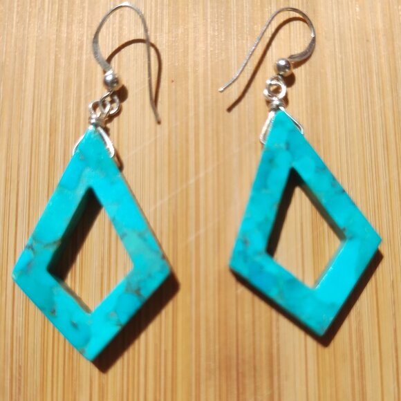 Jay King DTR Turquoise earrings 925 Sterling Silver southwestern style - Picture 4 of 4